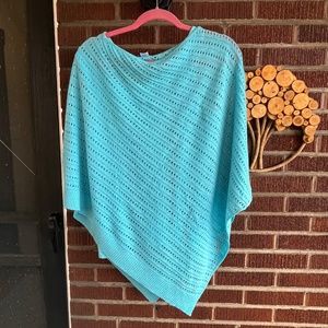 J. Jill Lacy Turquoise Poncho with Matching Tank Top L